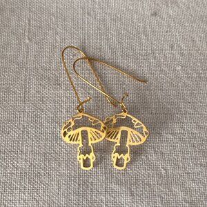 Delicate gold plated amanita mushroom earrings